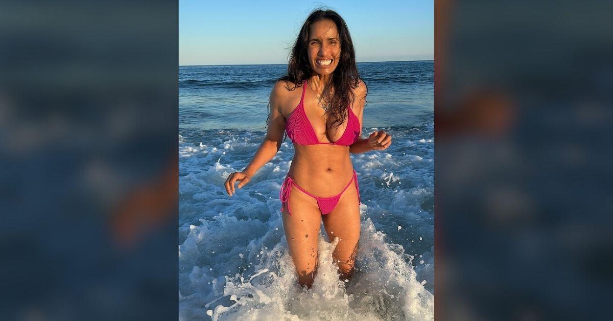 Photo of Padma Lakshmi was joined by her dog for the birthday outing.