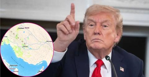 Composite photo of Donald Trump and a map.