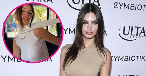 Image of Emily Ratajkowski ditched her bra while out in New York City.