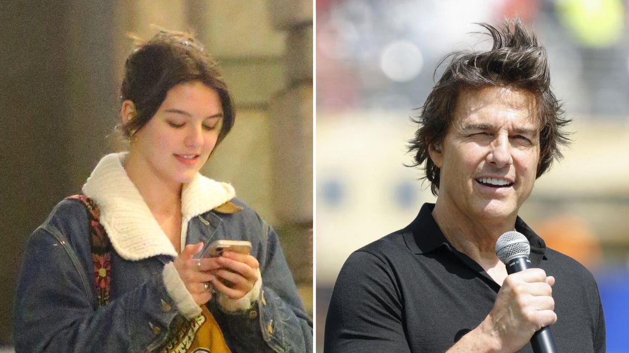 Photo of Suri Cruise and Tom Cruise.