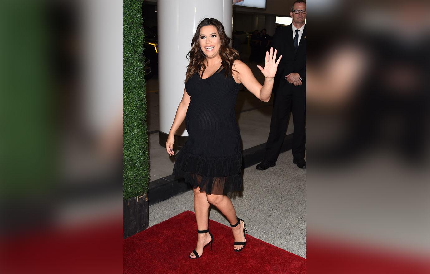 eva longoria pregnant and in black dress