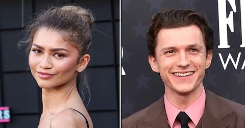 Photo of Zendaya and picture of Tom Holland.