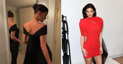 kylie jenner hugs son aire photos paris fashion week