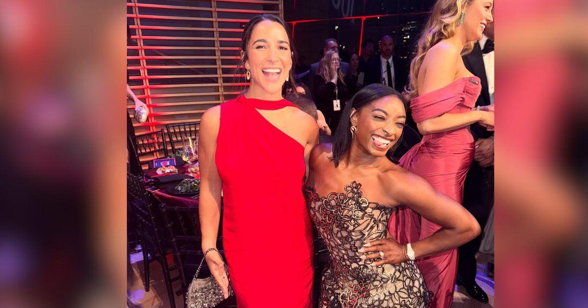 image of Aly Raisman is close with Simone Biles. 