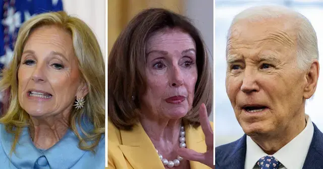 Split photos of Jill Biden, Nancy Pelosi and Joe Biden