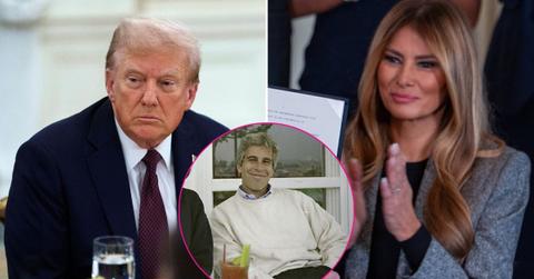 image split of Donald trump Melania trump and Jeffrey Epstein