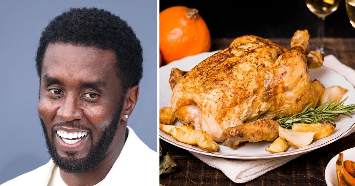 Split photo of Sean 'Diddy' Combs and a turkey.