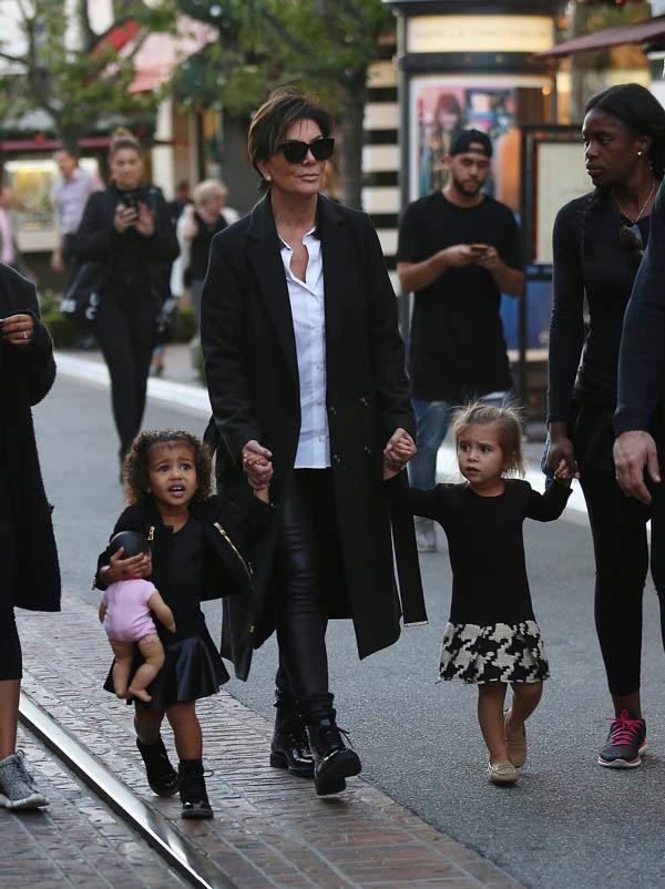 Kris Jenner takes North West and Penelope Disick to Santa&#8217;s House at The Grove in West Hollywood, California