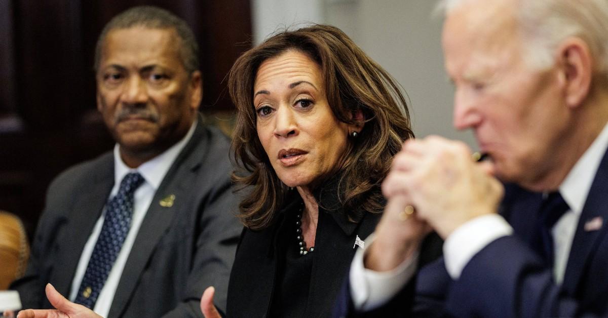 kamala harris over joe biden awkward fire pun la briefing