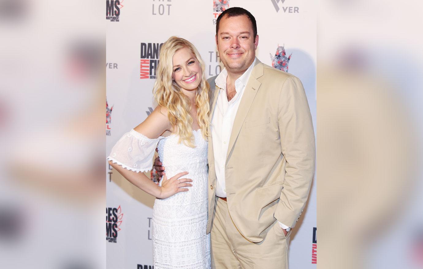 Beth behrs white dress michael gladis suit