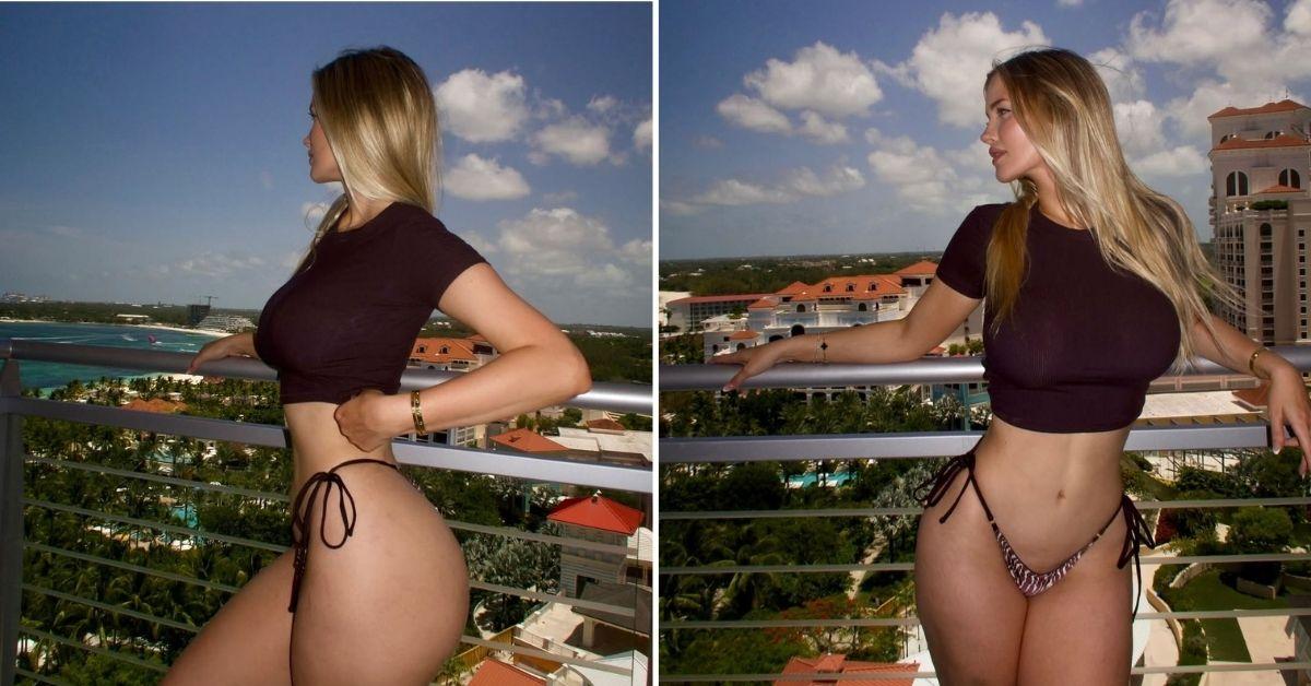 Tana Rain soaked up the sun in her swimsuit and crop top.