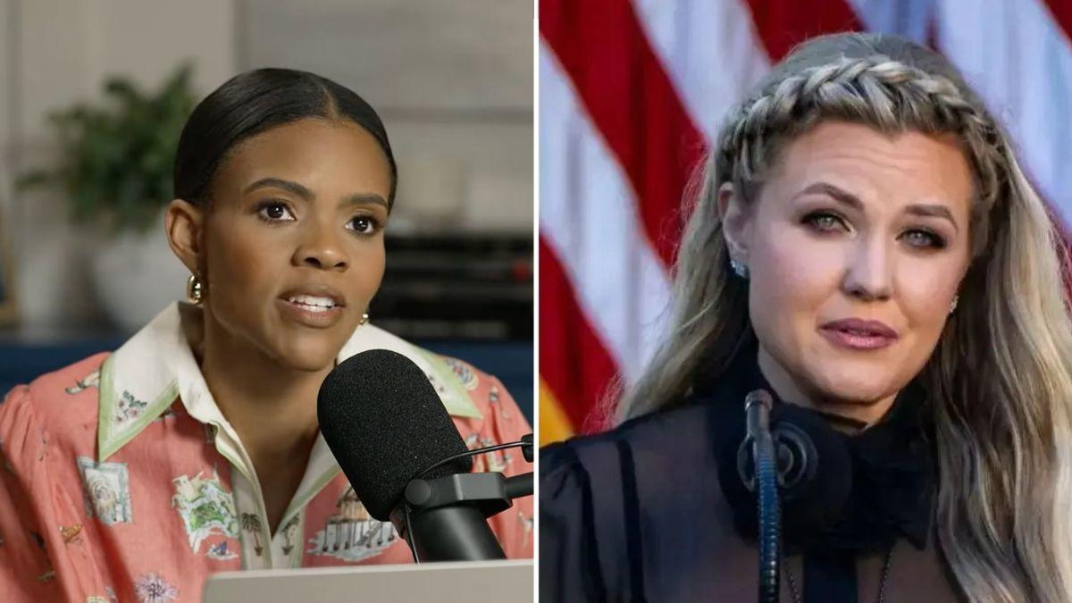 image split of Candace Owens and  erika Kirk