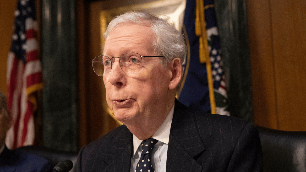 Image of Mitch McConnell was hospitalized in June after falling briefly unconscious in his home.