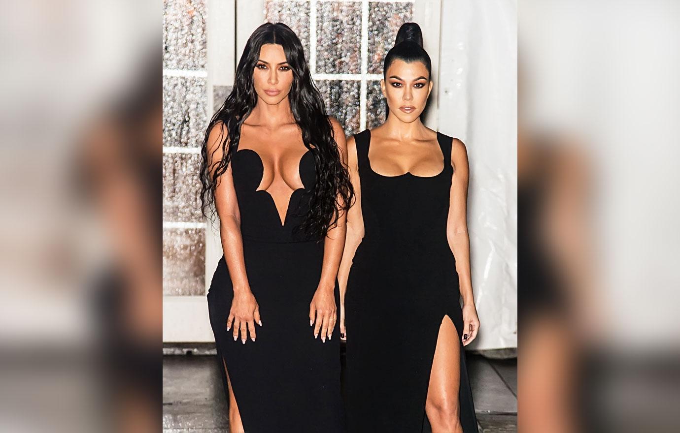 Kim Kardashian and Kourtney Kardashian are seen arriving to the amfAR New York Gala 2019 in New York