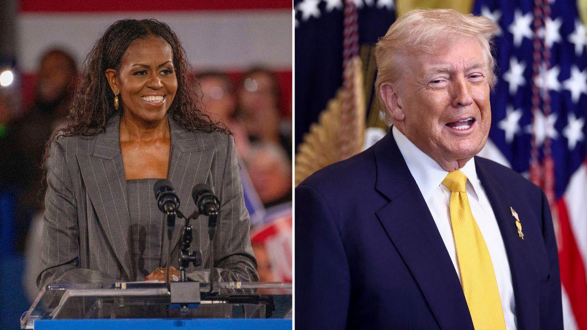 image split of Donald Trump and Michelle Obama