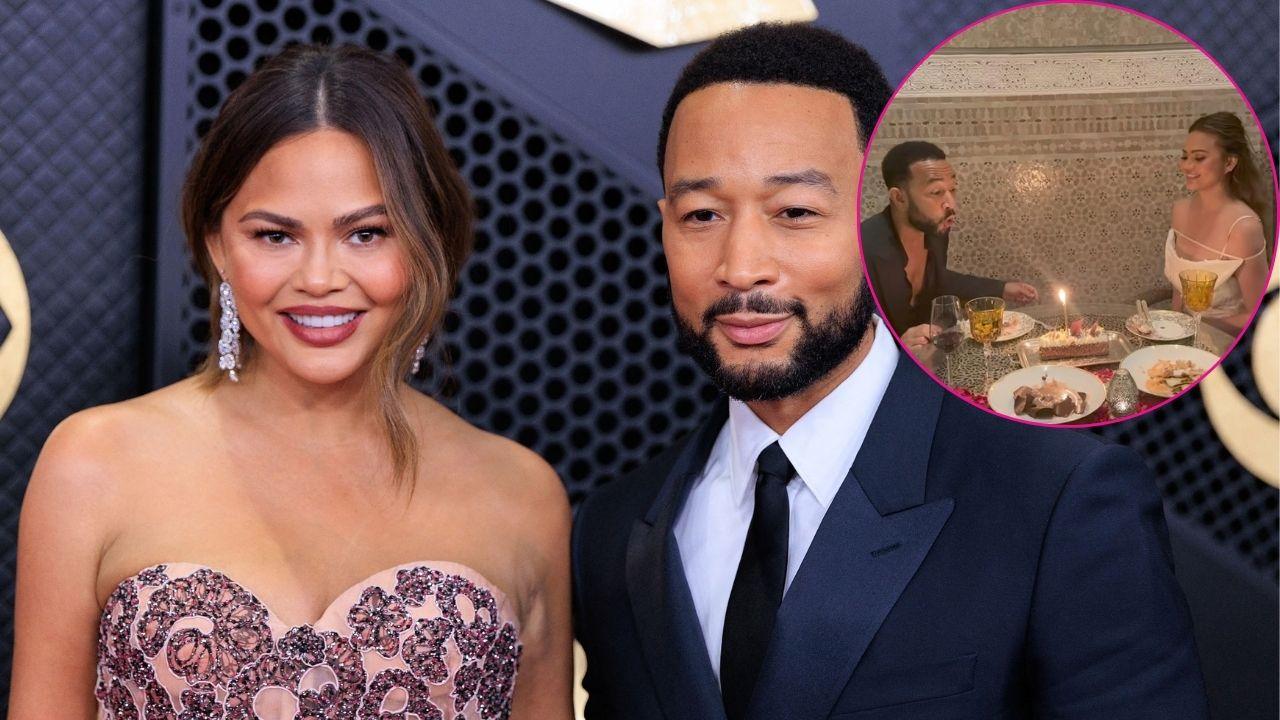 Image of Chrissy Teigen and John Legend and (inset) John Legend and Chrissy Teigen.