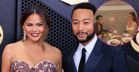 Image of Chrissy Teigen and John Legend and (inset) John Legend and Chrissy Teigen.