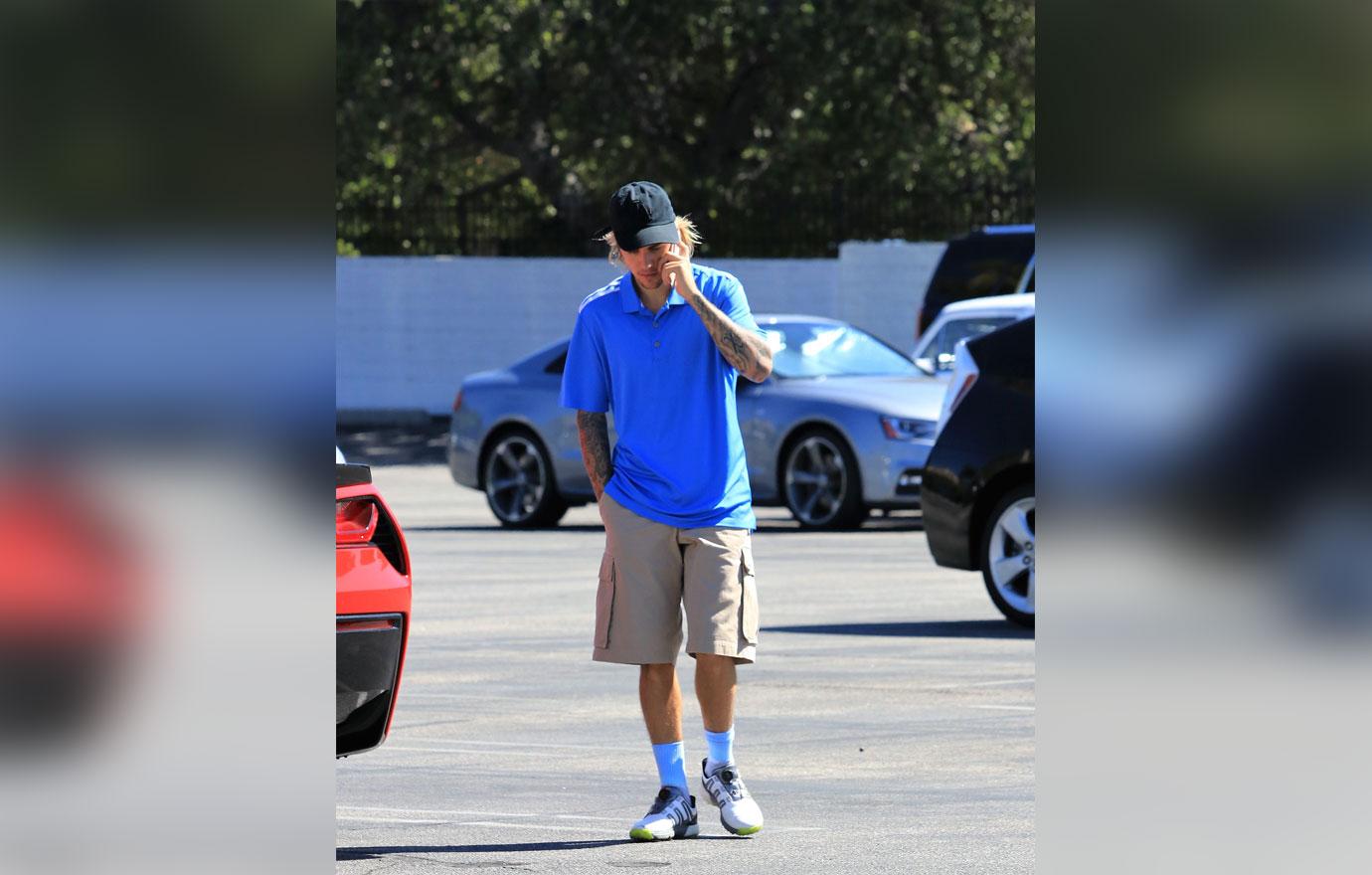 Justin Bieber seen leaving the golf course in Los Angeles