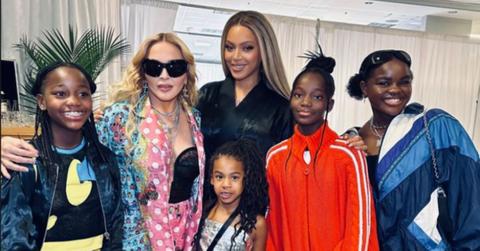 madonna happy healthy poses daughters backstage beyonce photos
