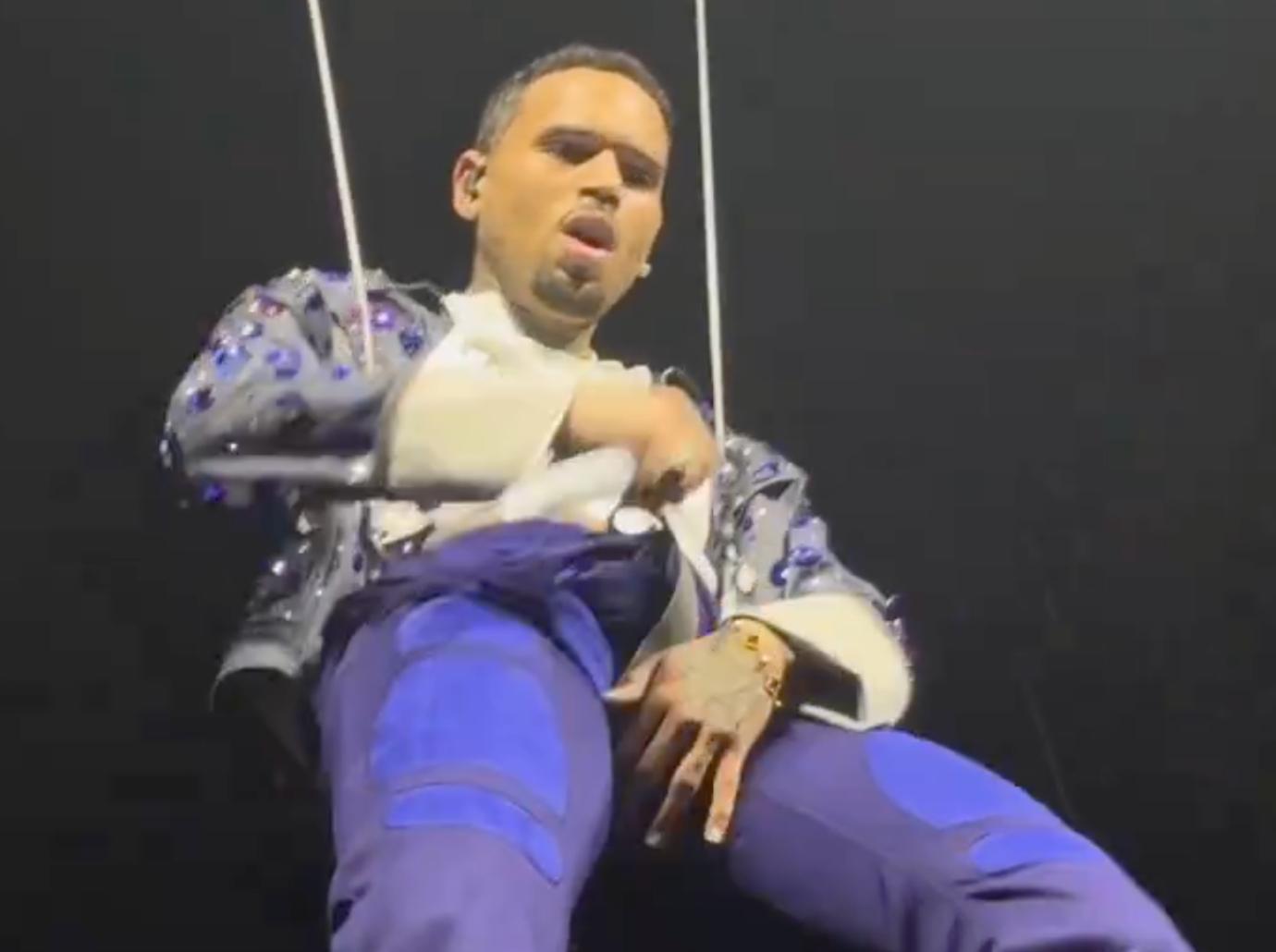 chris brown bulge concert video watch exposed harness