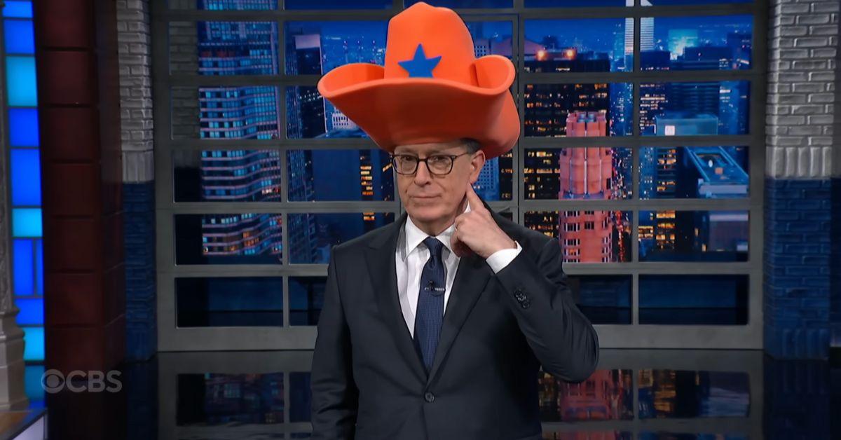 image of Stephen Colbert mocked Kristi Noem's response to the shooting.