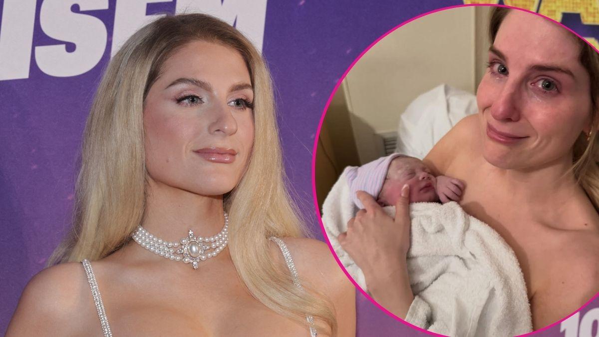 Split photo of Meghan Trainor & Mikey Moon Trainor