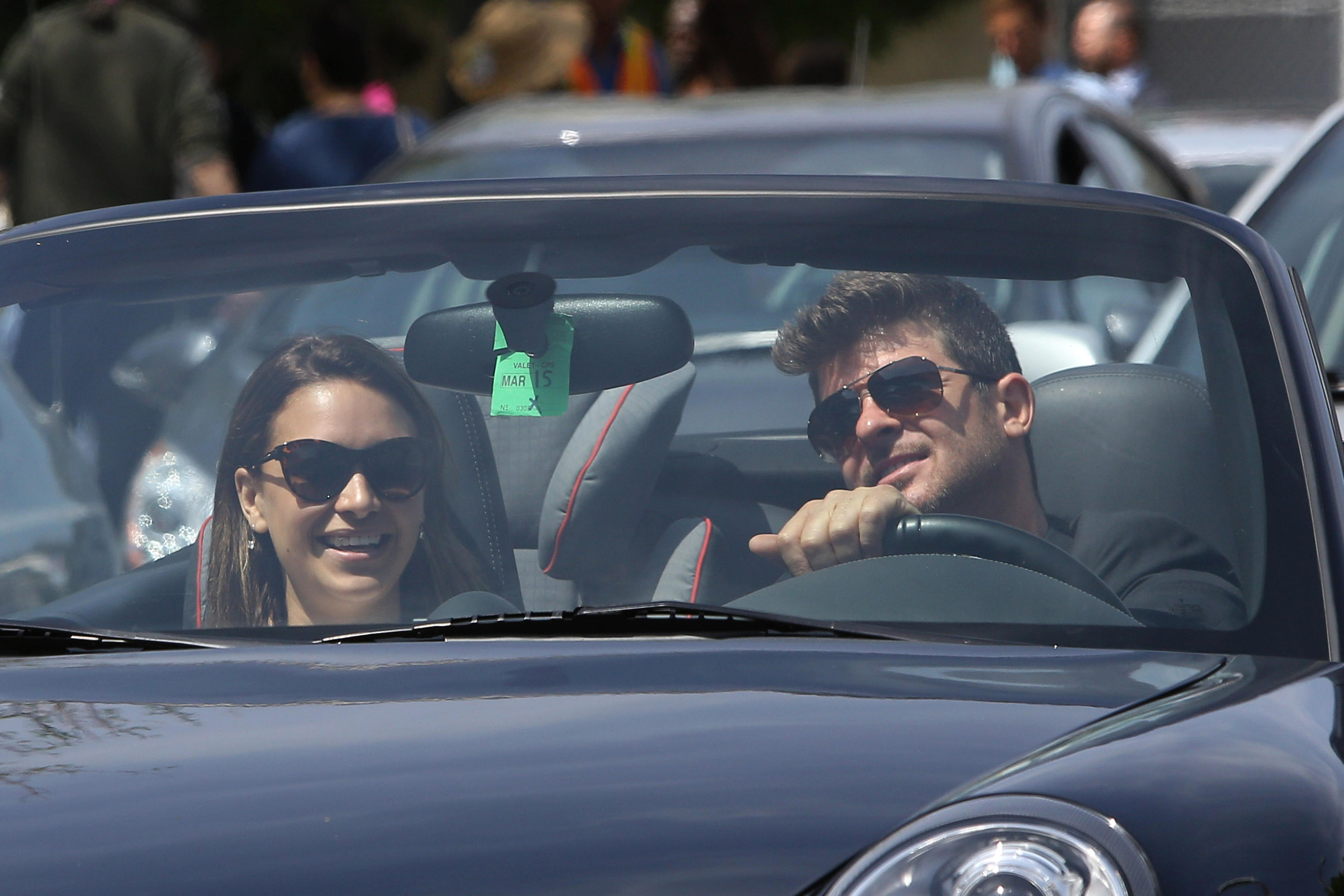 *EXCLUSIVE*  Robin Thicke takes April Love Geary out for a joyride