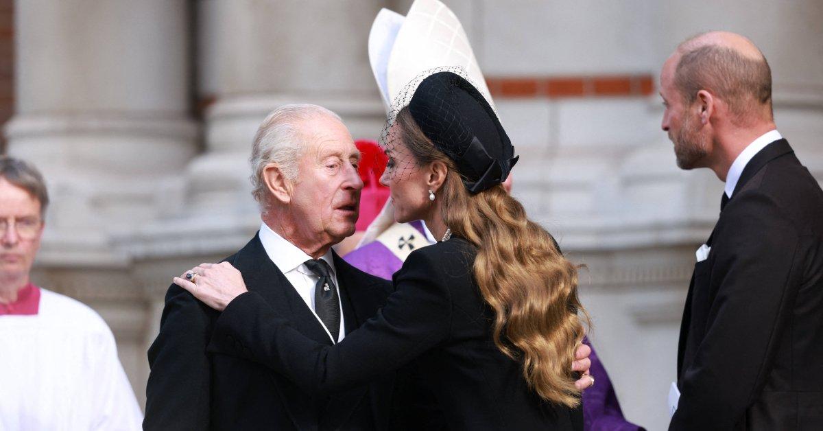 Photo of King Charles was greeted by Kate Middleton and Prince William at the Duchess of Kent's funeral.