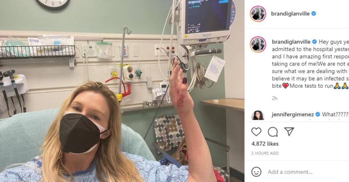 former rhobh star brandi glanville reveals via instagram that she has been admitted to the hospital for mysterious infection