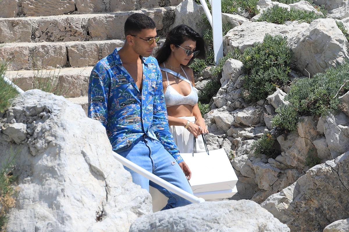 Kourtney Kardashian and Younes Bendjima leaving the Eden Roc Hotel