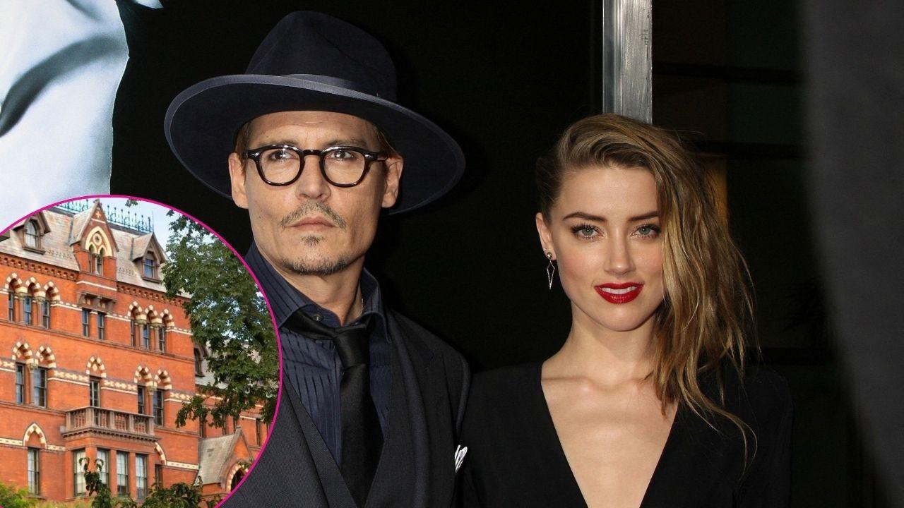 Split photo of Cornell University, Johnny Depp and Amber Heard