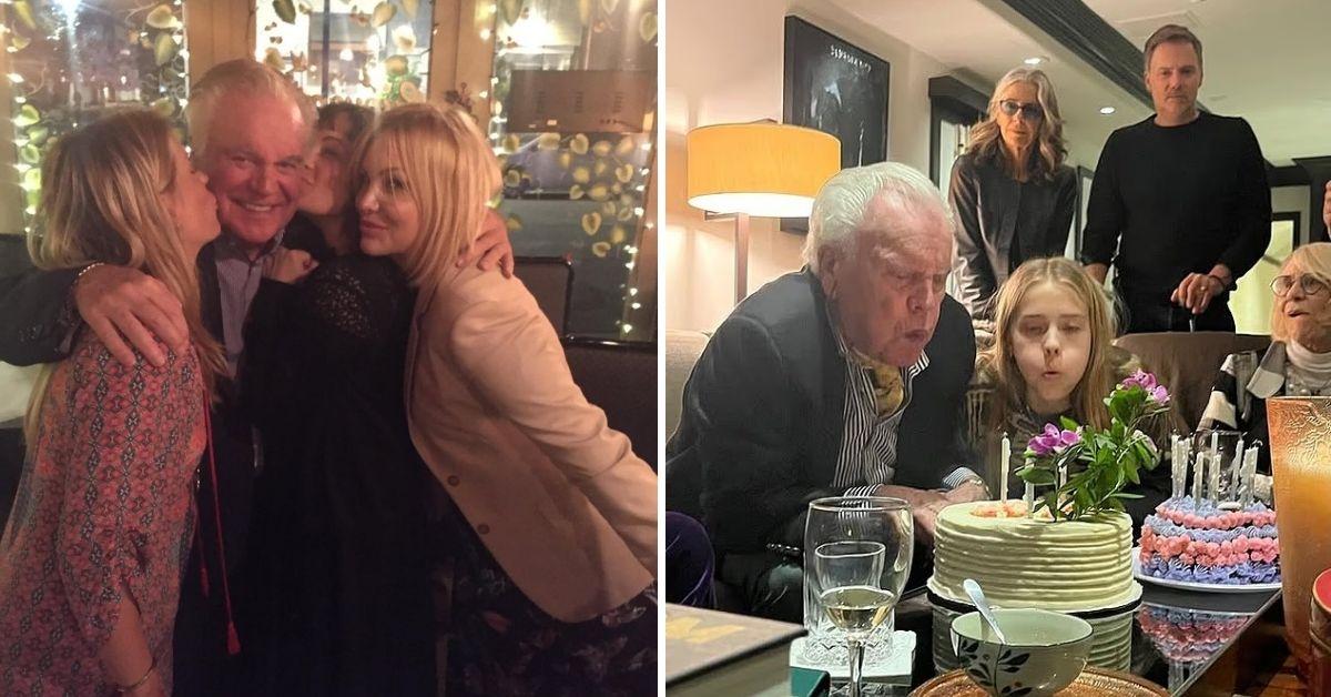 image of Robert Wagner turned 96 surrounded by family.