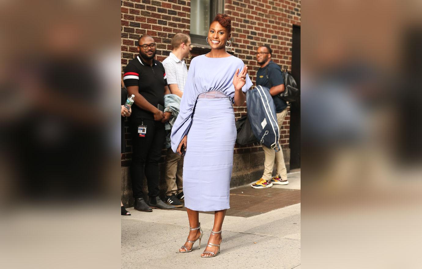 Issa Rae seen arriving at the Stephen Colbert Show in NYC