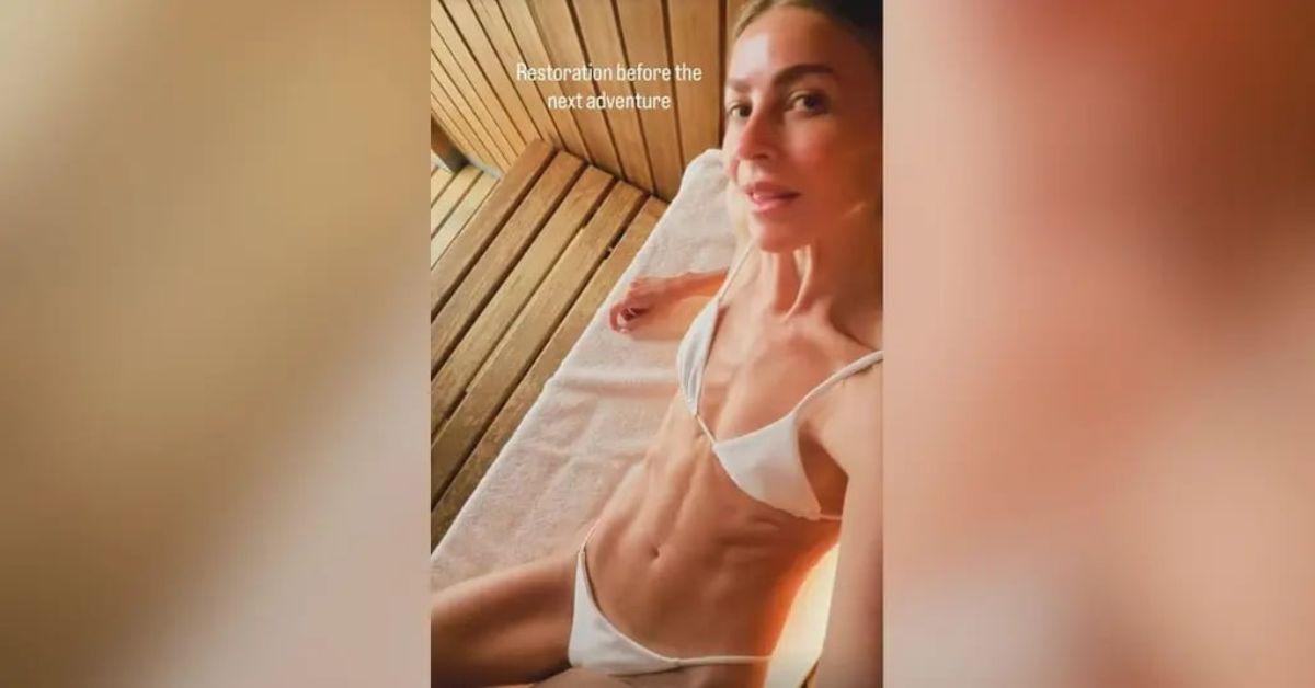 image of Julianne Hough recently posted another vacation photo of herself relaxing in a sauna.