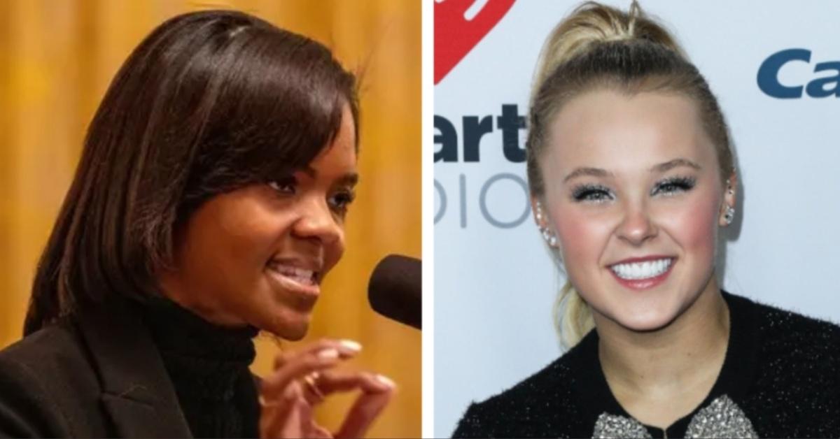 Split photo of Candace Owens and JoJo Siwa