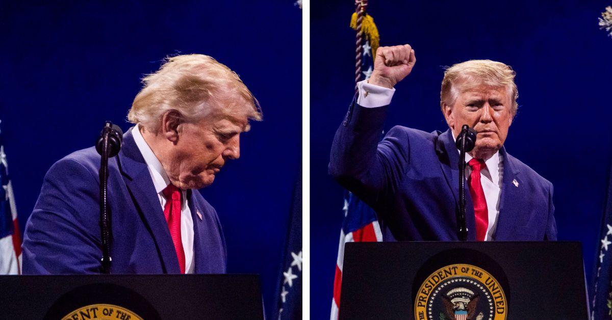 image of A separate video of Donald Trump speaking at the event also generated discussion online after critics claimed he appeared to slur his words.