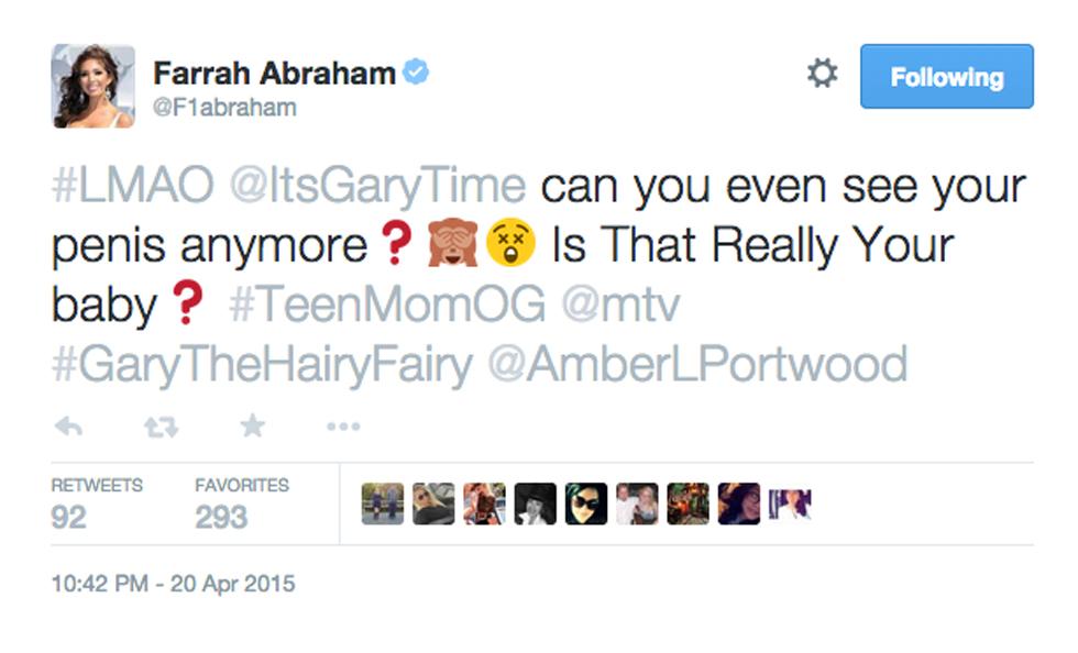 Farrah abraham disses gary shirley