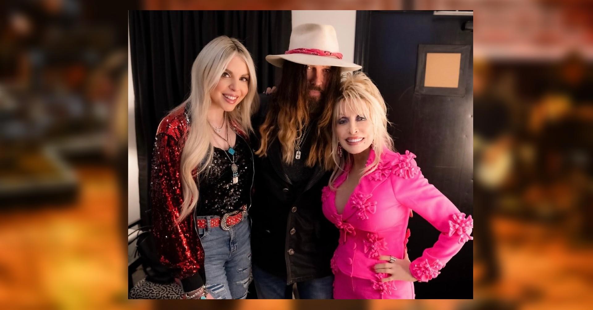 Billy Ray Cyrus Poses With Dolly Parton & New Wife Firerose: Photo