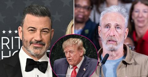 Composite photo of Jimmy Kimmel, Donald Trump and Jon Stewart.
