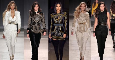 Balmain show kendall kylie jenner gigi hadid bella 01