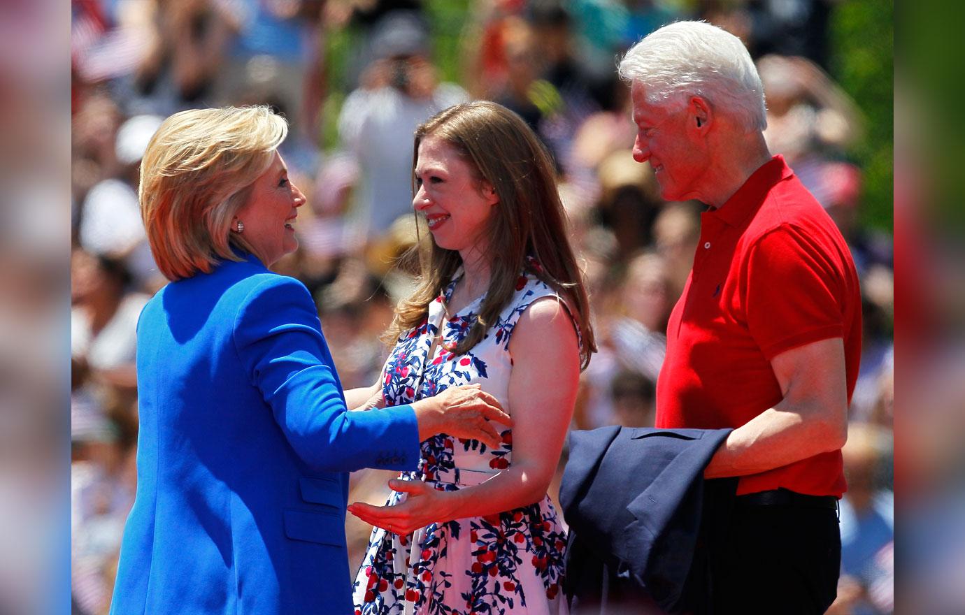 Chelsea Clinton hugs her mom, democratic presidential candidate and former Secretary of State Hillar