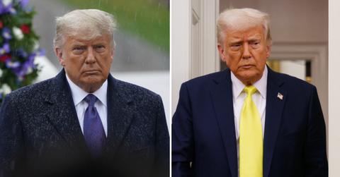 Photos of Donald Trump from 2020 and 2025.