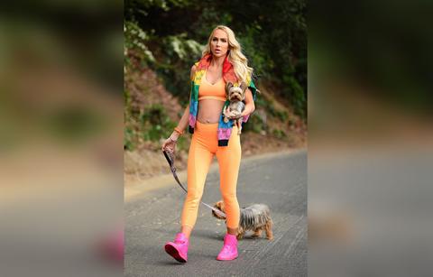 pregnant selling sunsets christine quinn goes on an even stroll with her dogs