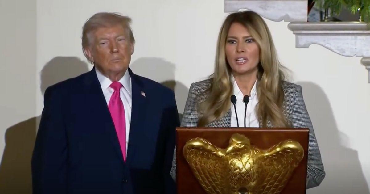 image of Melania Trump appeared to dissociate while her husband spoke about her Christmas trees.