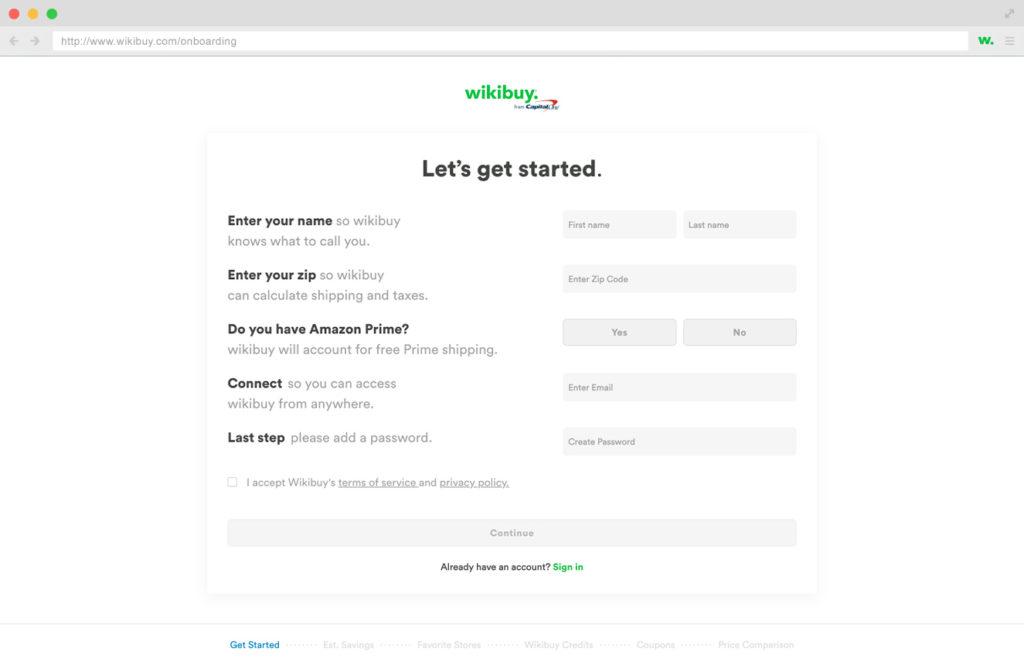 Wikibuy signup