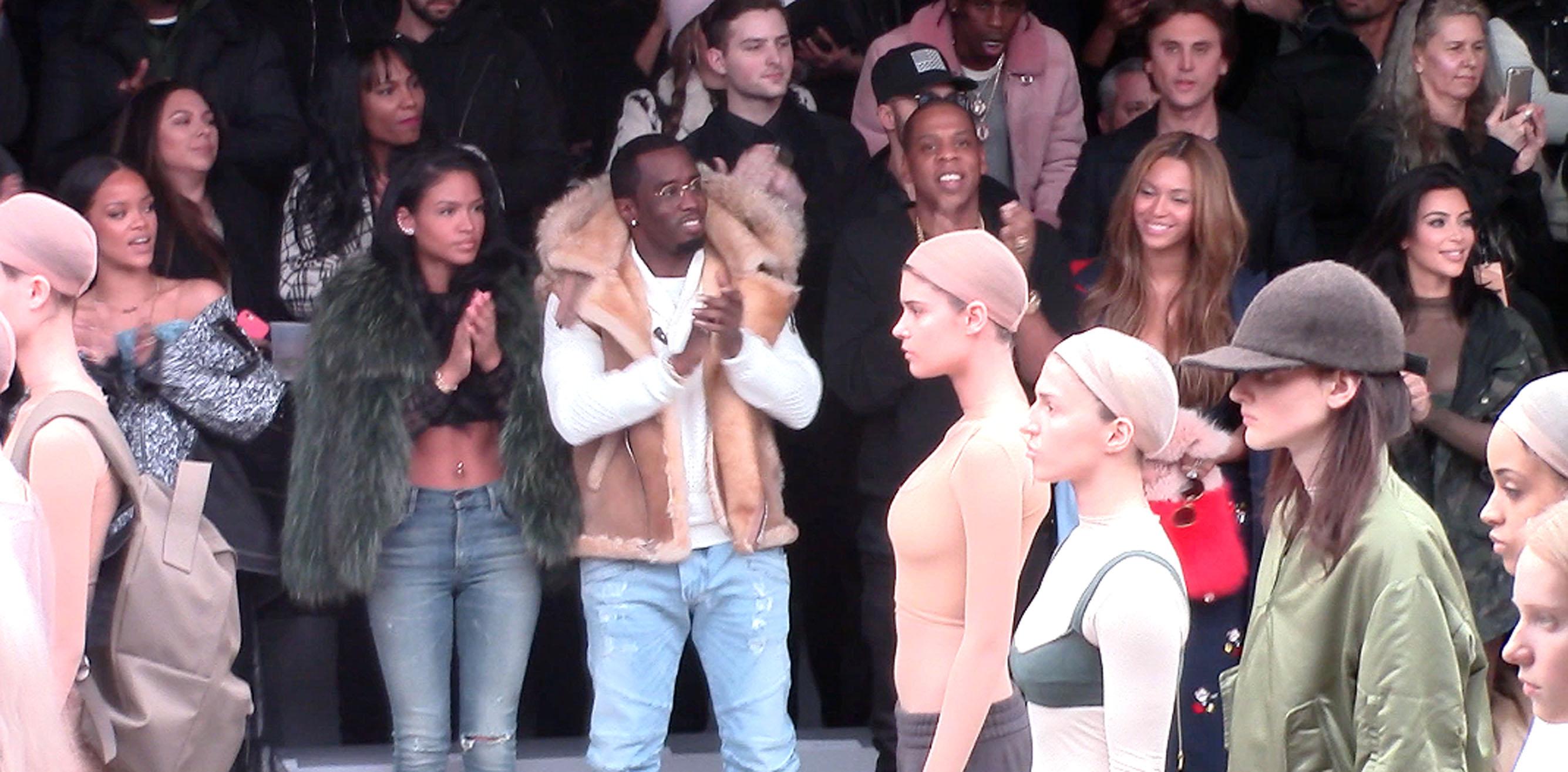 Biggest A list in music including Beyonce, Bieber, Rihanna, Diddy, and many more watching Kanye West show NYC