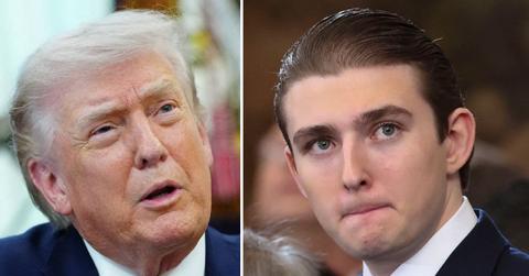 Split photo of Donald Trump and Barron Trump.