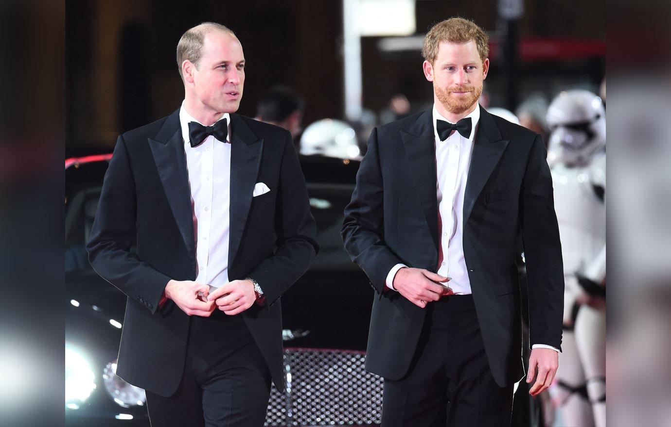 HRH Princes William and Harry attend the European Premiere of Star Wars The Last Jedi