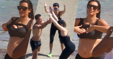 Kim kardashian baby bump pregnancy workout vacation