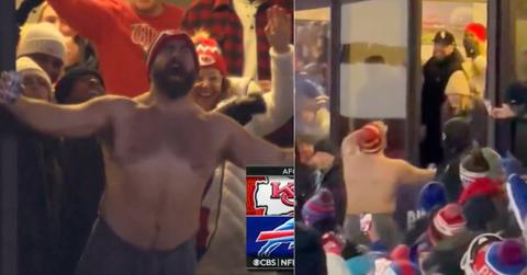 taylor swift shirtless jason travis touchdown reaction watch